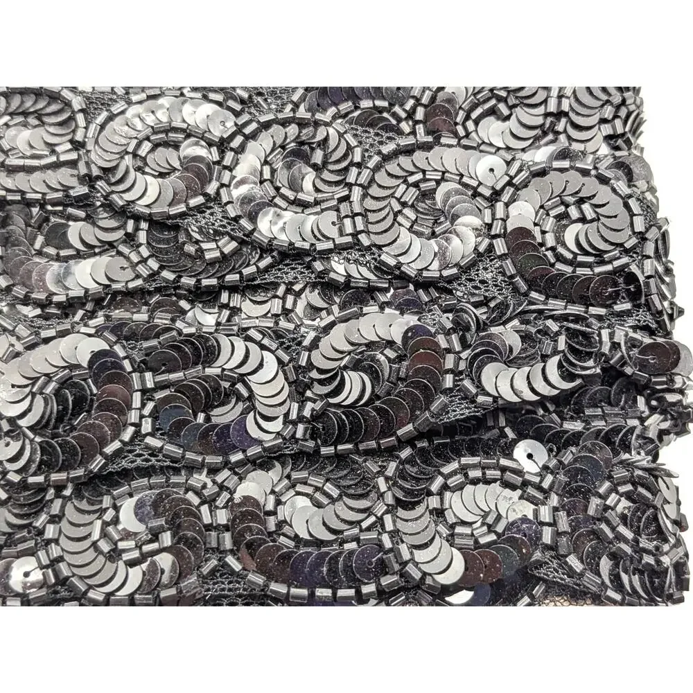 Vintage Black Sequin Trim 9.5 Yards 1in Sewing Costume Craft Embellishment